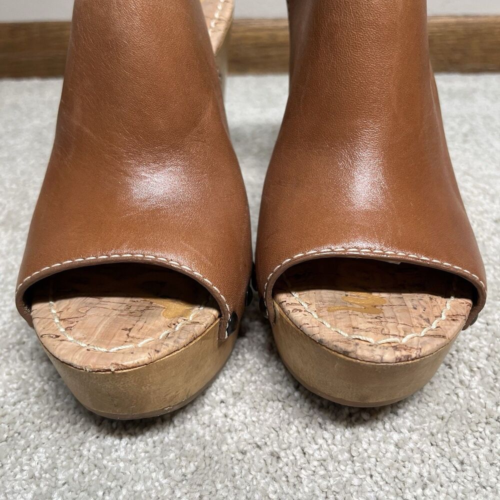 Sam Edelman Camilla Slingback Wedge Sandal Wo 7.5 Studded Brown Leather Platform - Picture 3 of 11